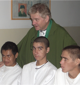 Fr. Aldo at the confirmation mass for 3 young AIDS patients